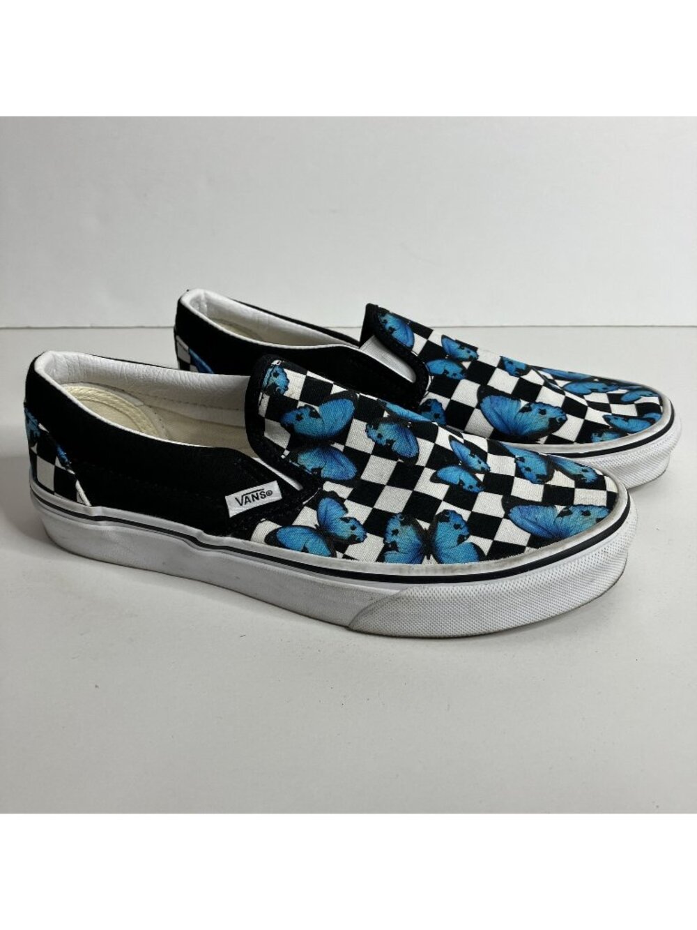 Vans Classic Slip-On Butterfly Checkerboard Skate Shoes Women's Size 7.5